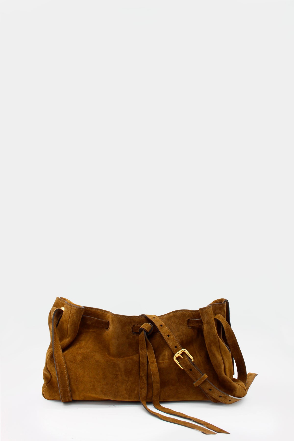 La Bisaccia Midi Bag Suede Tabacco