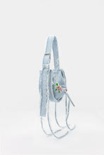 Load image into Gallery viewer, L'Amaca Bag Mini Denim Brazil Embroidery Stone Blue