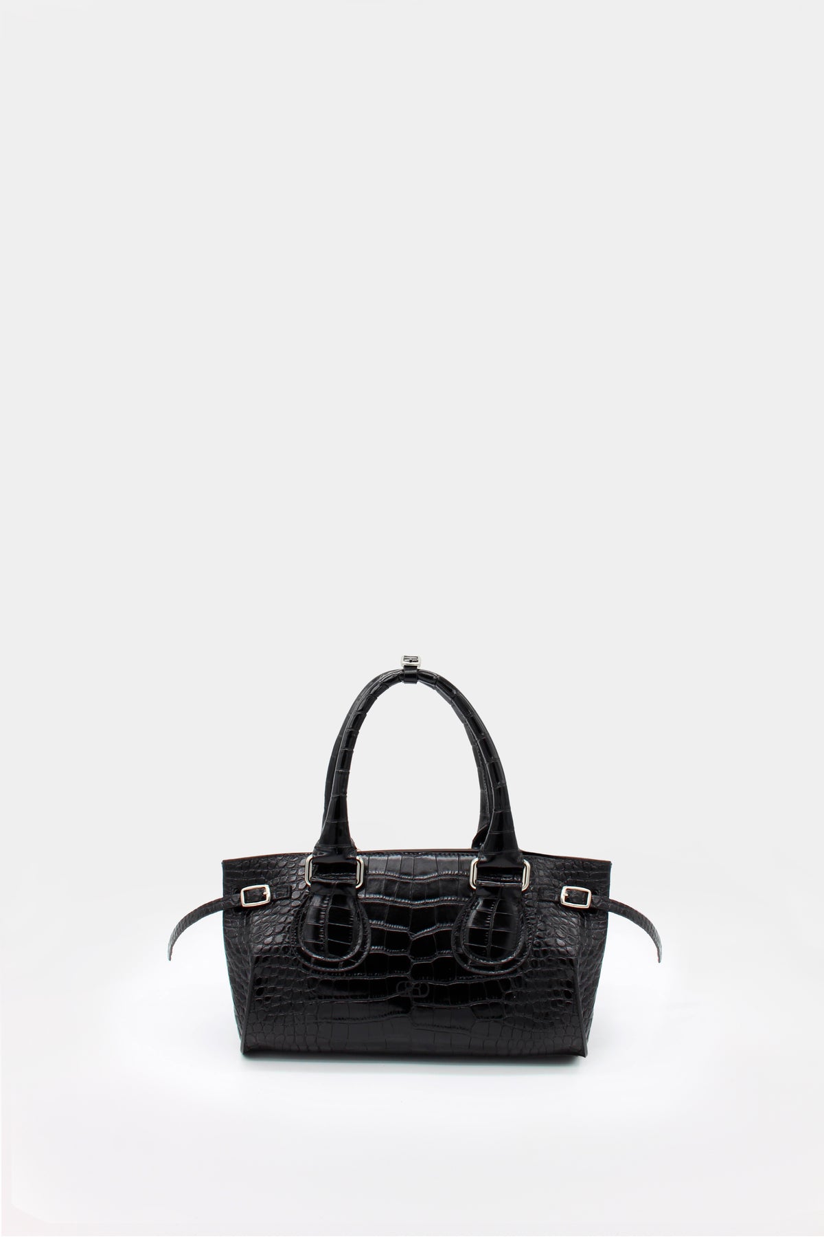 La Mamma Mini Bag Cocco print leather Black