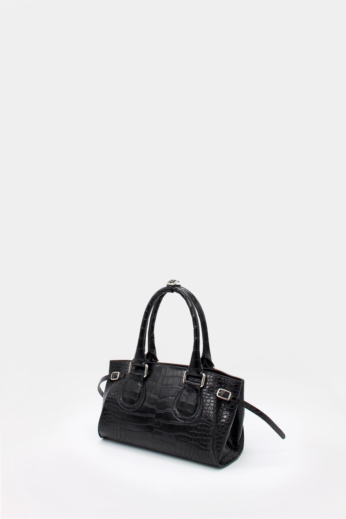 La Mamma Mini Bag Cocco print leather Black