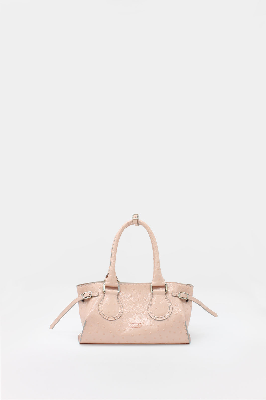 PRE ORDER - La Mamma Mini Bag Ostrich print Leather Light pink