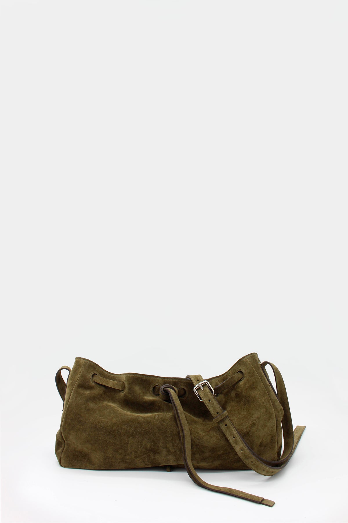 La Bisaccia Midi Bag Suede Hunter green
