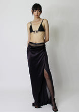 Load image into Gallery viewer, Drop Satin and Leather Skirt Vinaccia
