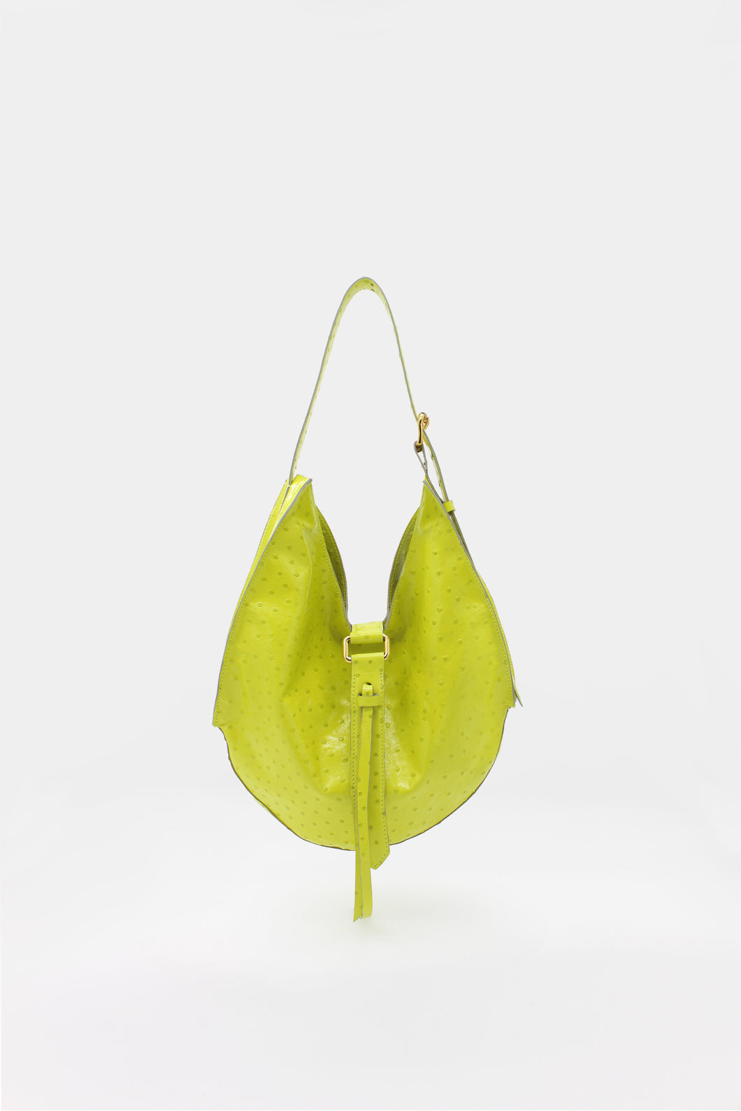 Sunset Midi Bag Ostrich print Leather Lime