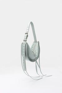 L'Amaca Mini Bag Ostrich print Leather Grey Sky