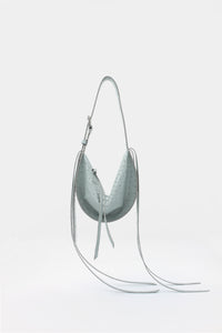 L'Amaca Mini Bag Ostrich print Leather Grey Sky