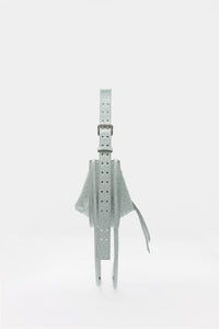L'Amaca Mini Bag Ostrich print Leather Grey Sky