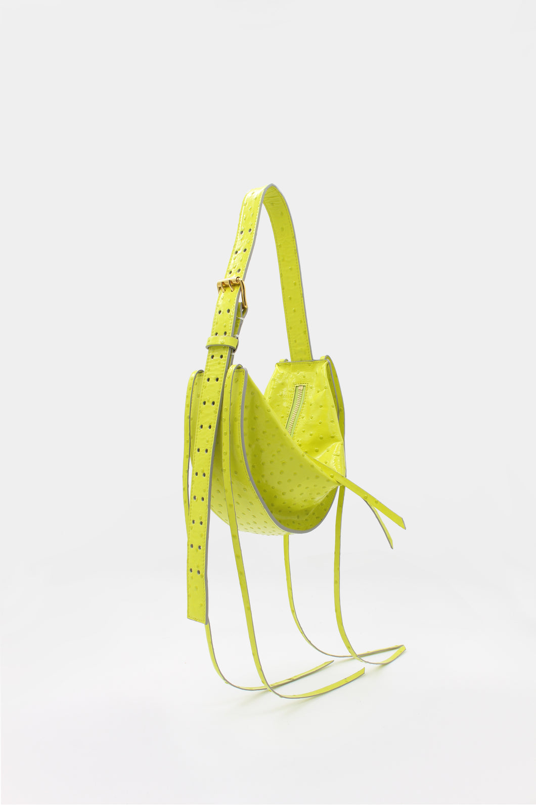 L'Amaca Mini Bag Ostrich print Leather Lime