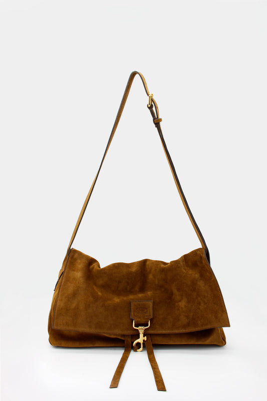 La Bisaccia Midi Bag Suede Tabacco