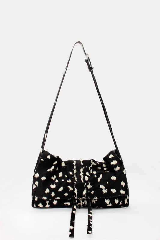 La Bisaccia Midi Bag Cavallino Black & White deer print
