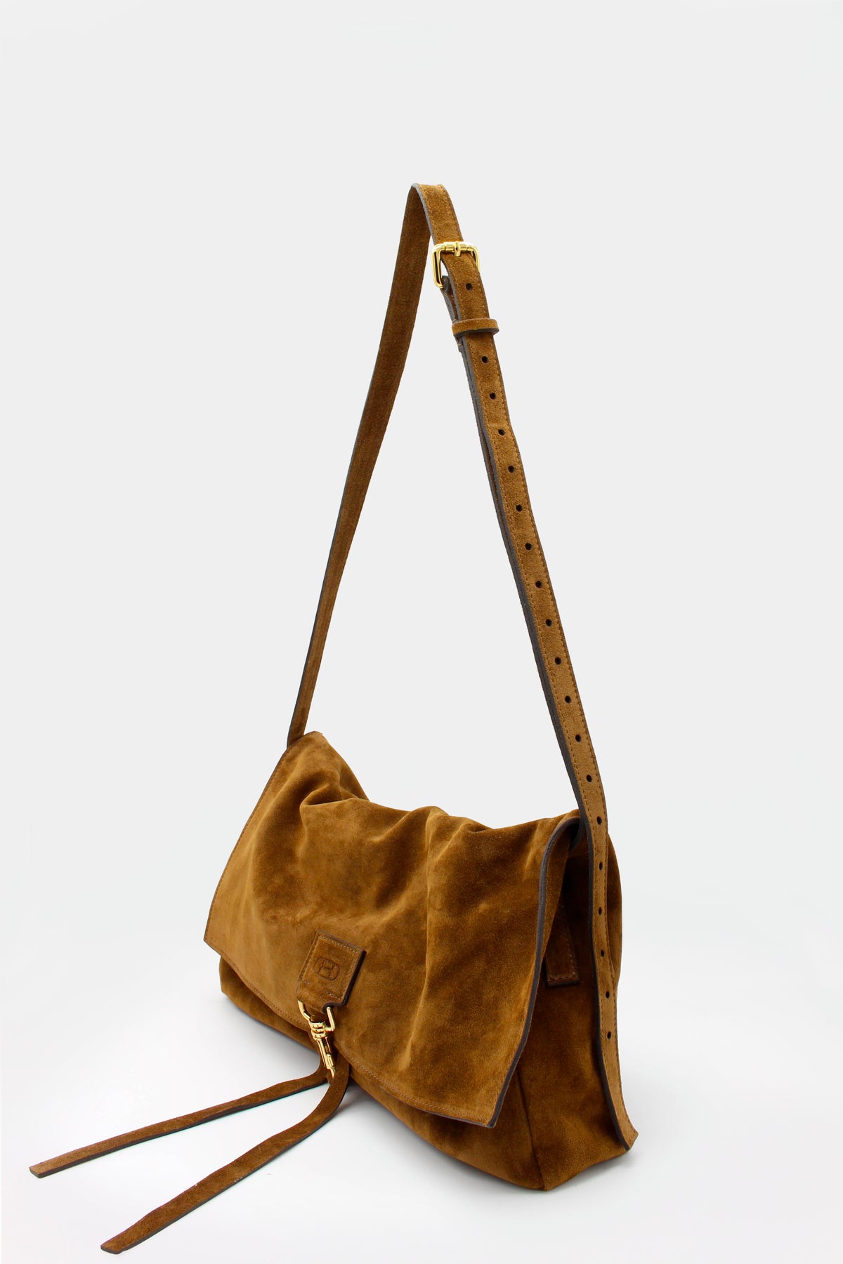 La Bisaccia Midi Bag Suede Tabacco