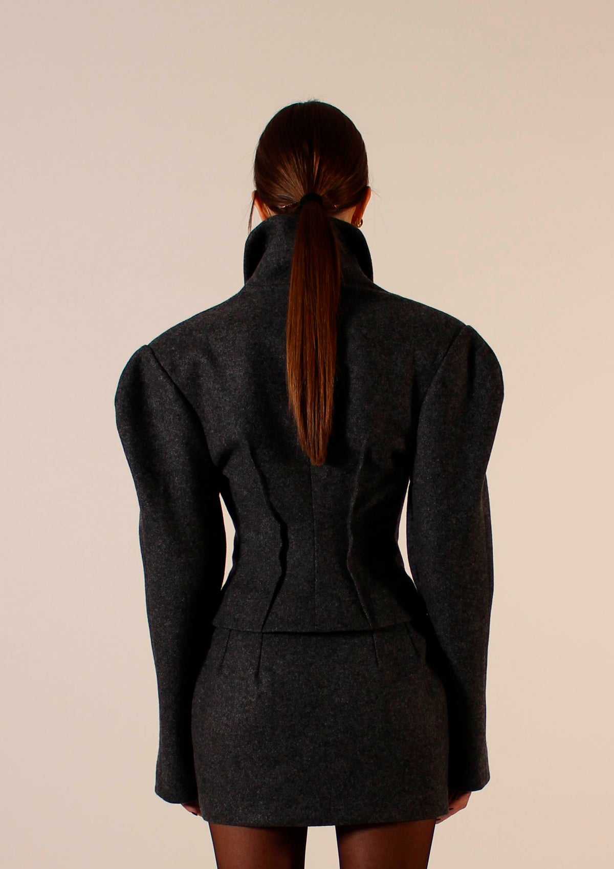 PRE ORDER - Akka blazer cape 2 Dark marble grey