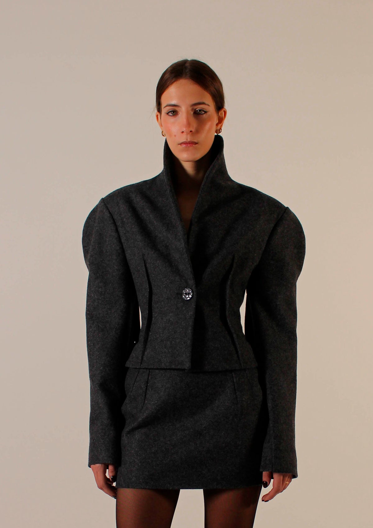 PRE ORDER - Akka blazer cape 2 Dark marble grey