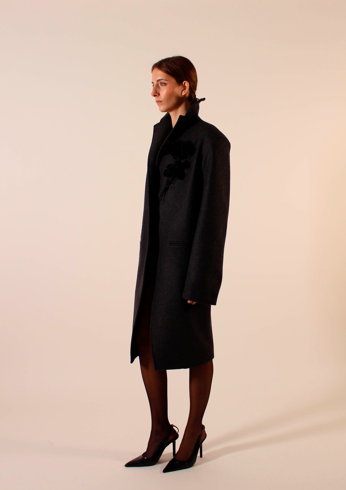 PRE ORDER - Julia long coat Dark marble grey