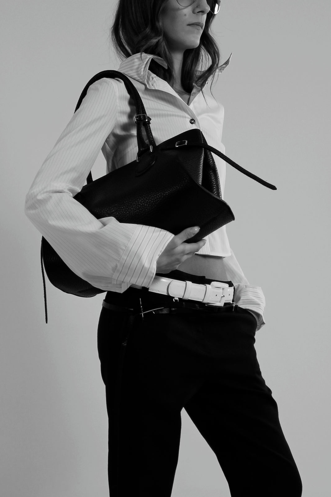 La Mamma Midi Bag Pull up Black