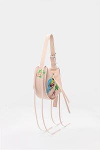 L'Amaca Bag Mini Tumbled Leather Brazil Embroidery Light Pink