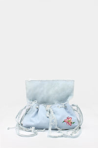 La Bisaccia Midi Bag Denim Brazil embroidery Stone Blue