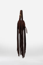 Load image into Gallery viewer, L&#39;amaca Bag Midi Fringes Suede Chocolate
