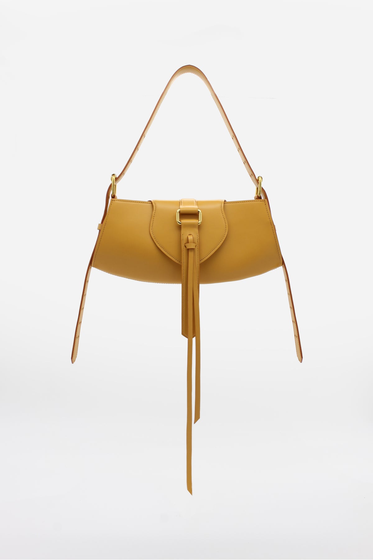 Buckle Bag Midi Leather Senape