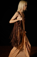 Load image into Gallery viewer, L&#39;amaca Bag Midi Fringes Suede Chocolate
